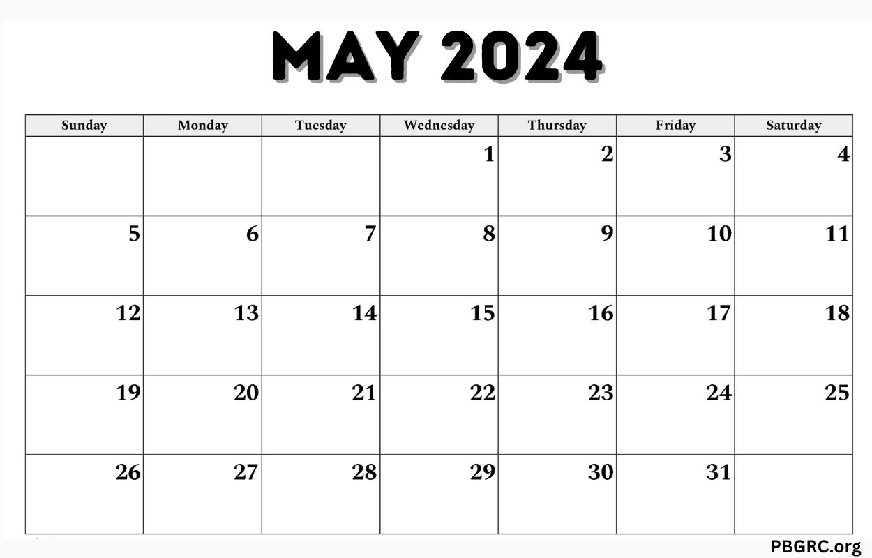 Printable Editable 2024 May Calendar