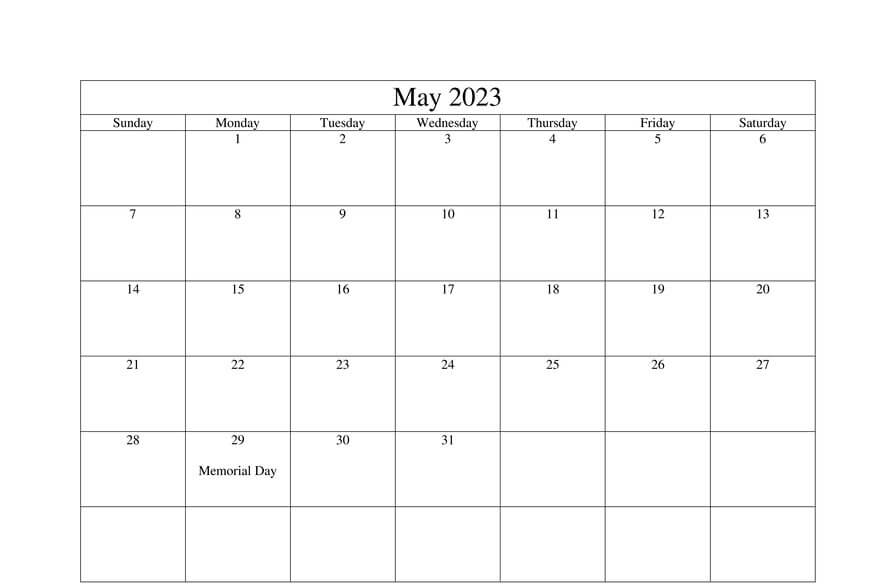Printable May 2023 Calendar Templates with Holidays