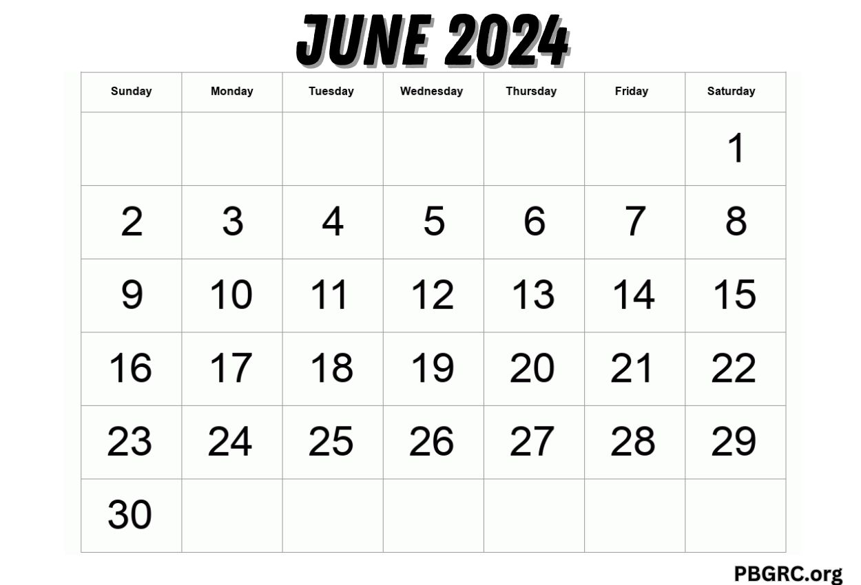 blank June 2024 calendar template
