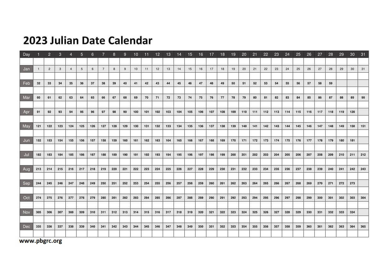 2023 Julian Date Calendar Landscape