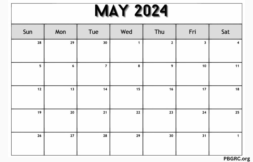 2024 May Calendar Excel