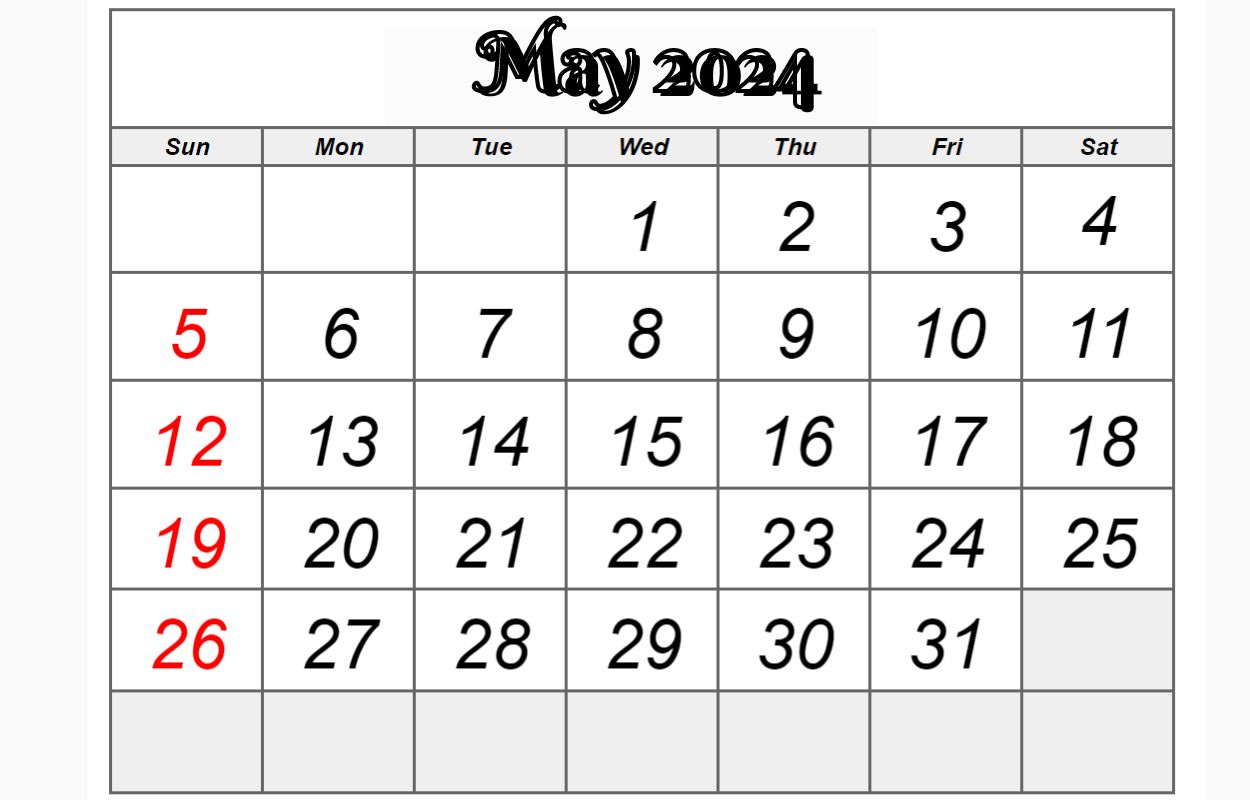 2024 May Calendar Template
