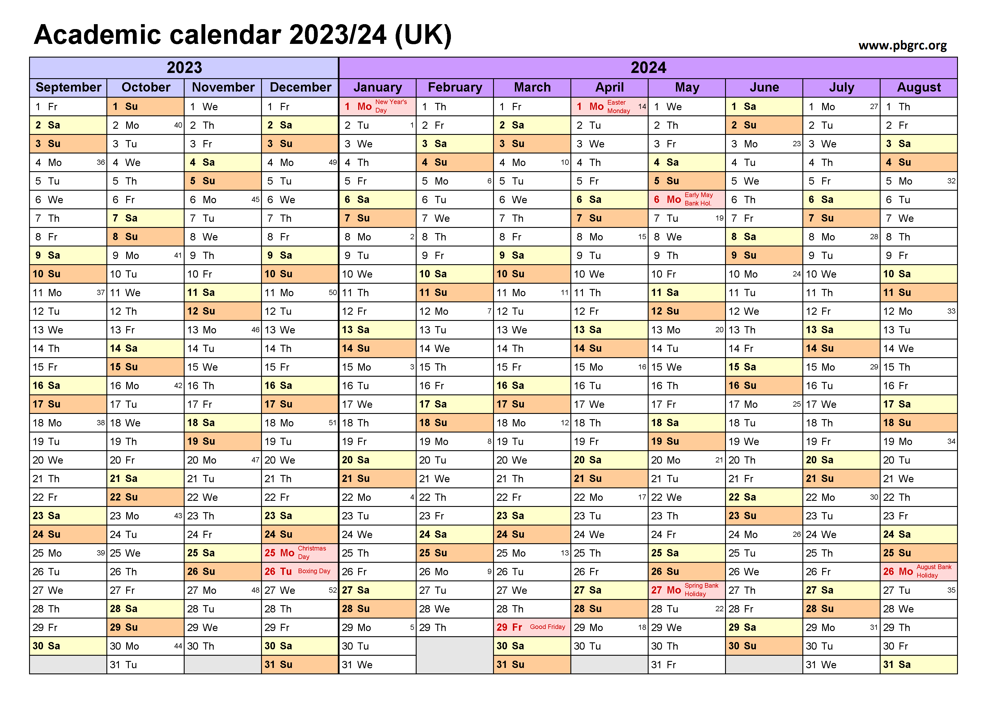 Academic Calendar 2023 to 2024 Templates