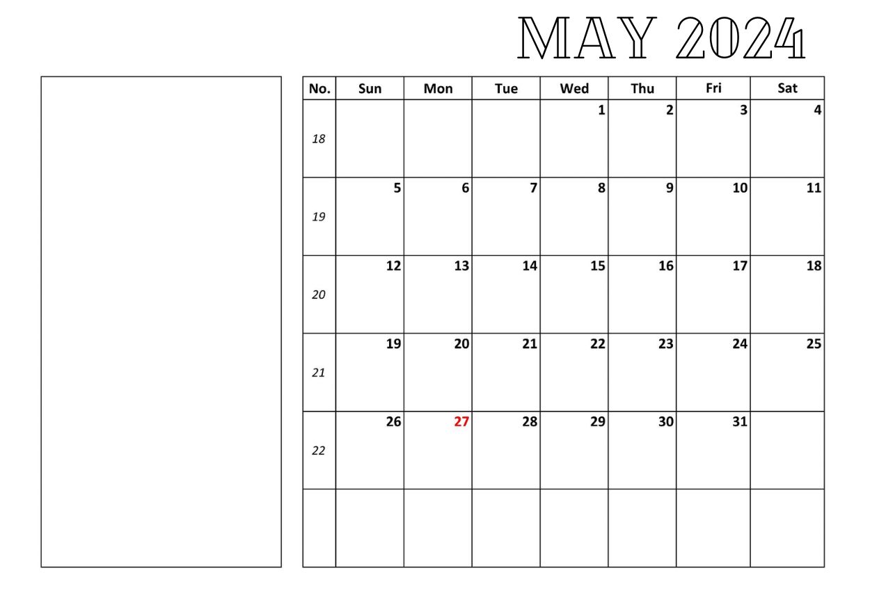 Fillable May 2024 calendar to print
