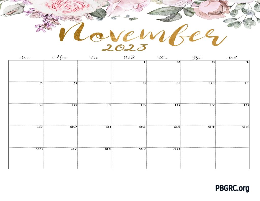 Floral November 2023 Calendar