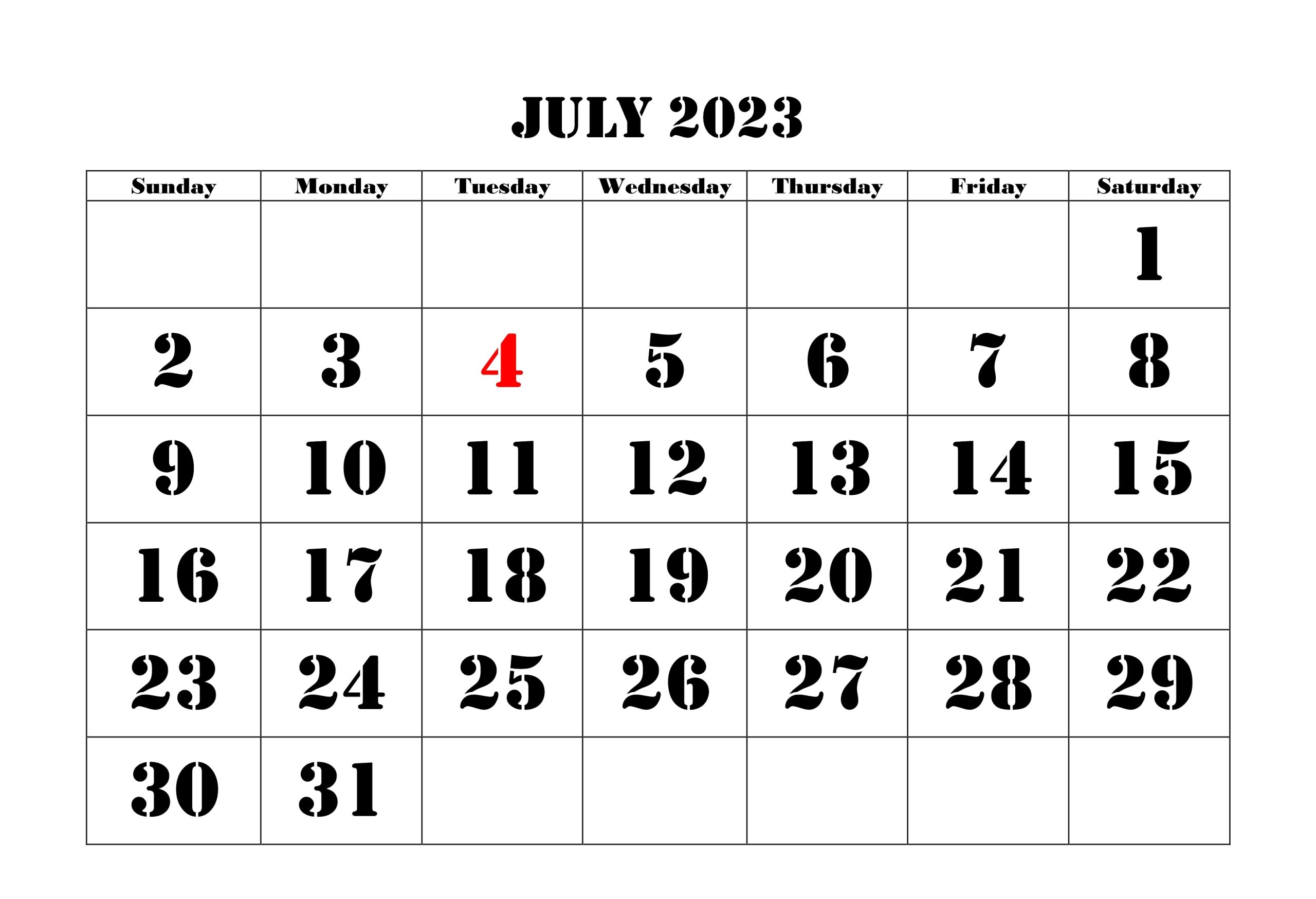 July 2023 Calendar Holidays USA