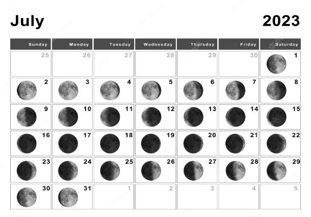 July 2023 Calendar Moon Phases
