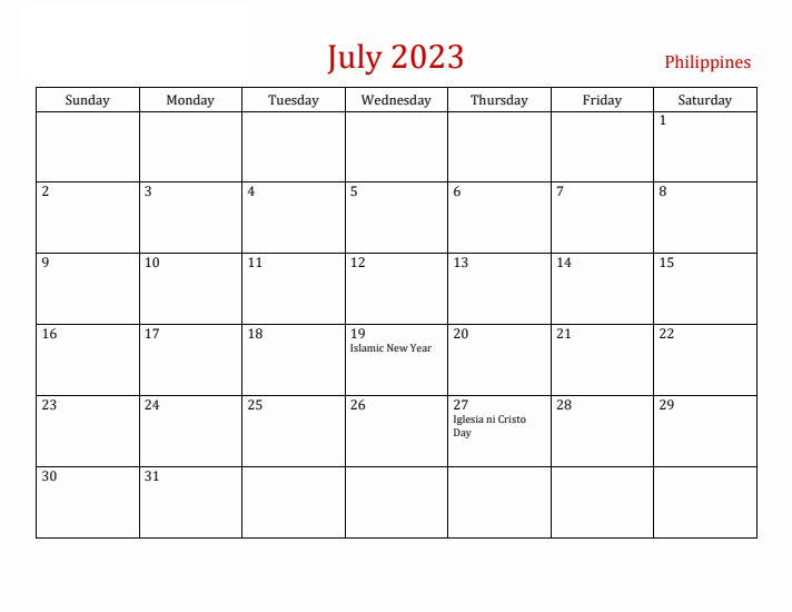July 2023 Calendar Printable Templates