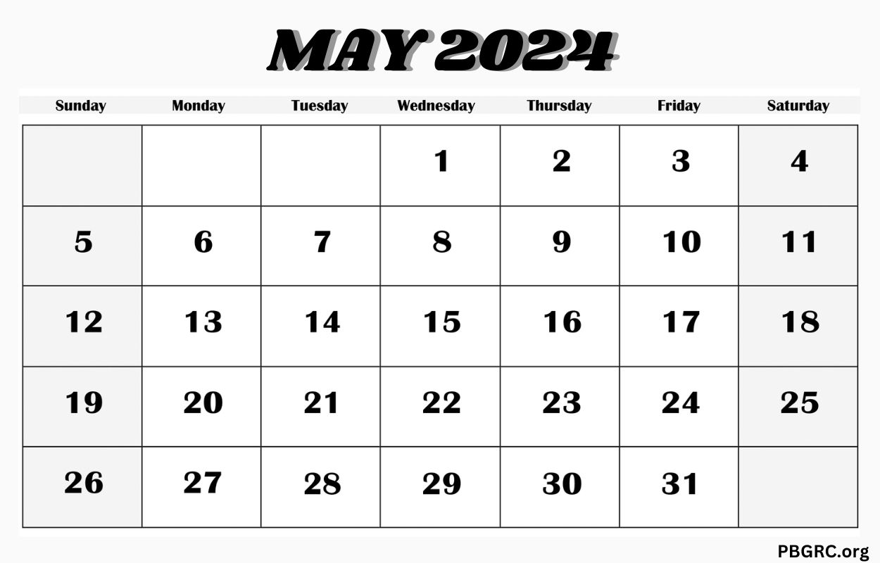 May 2024 A4 Calendar