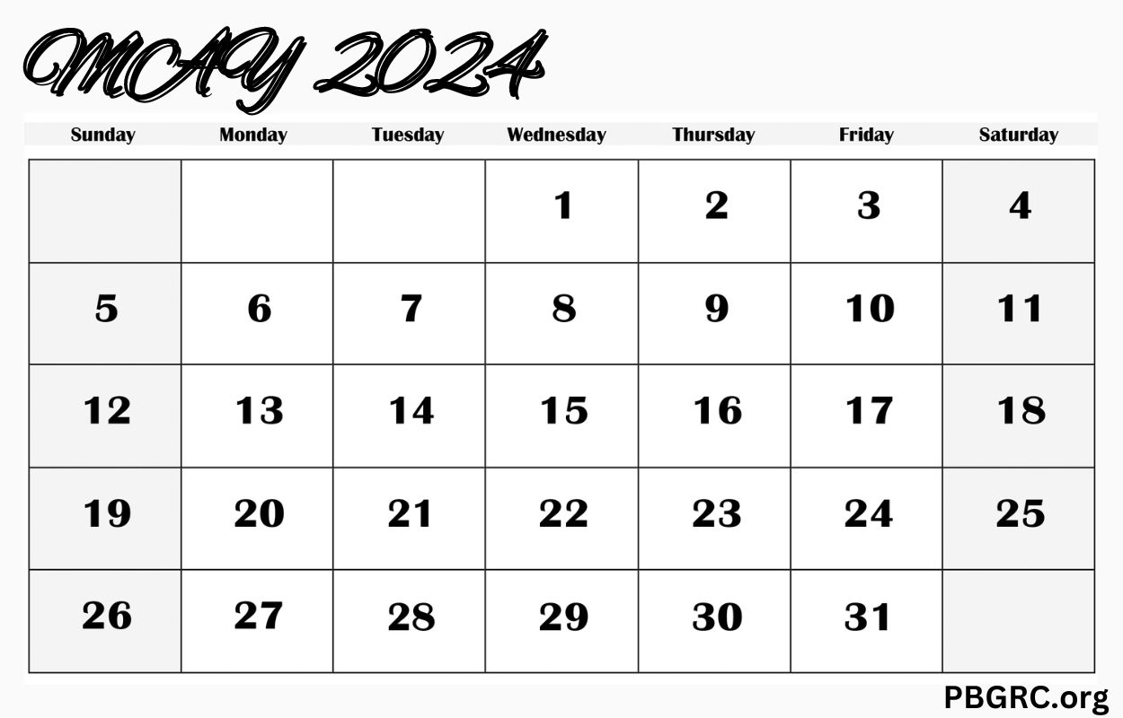 May 2024 Blank Page Calendar
