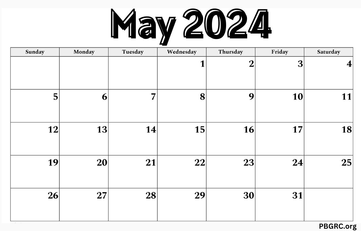 May 2024 Calendar Free Download