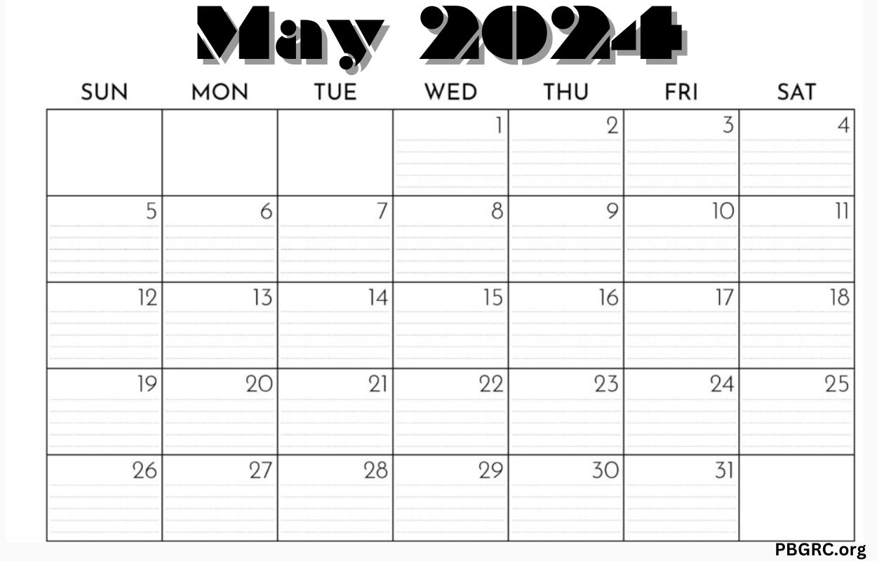 May 2024 Calendar Free Printable