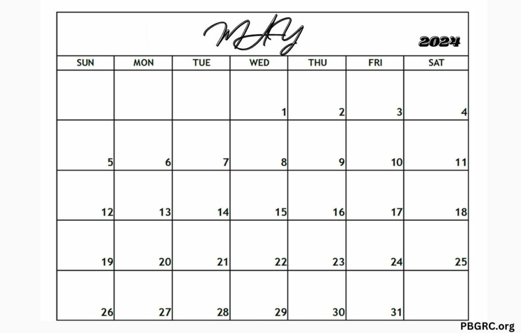 May 2024 Calendar Monday Start