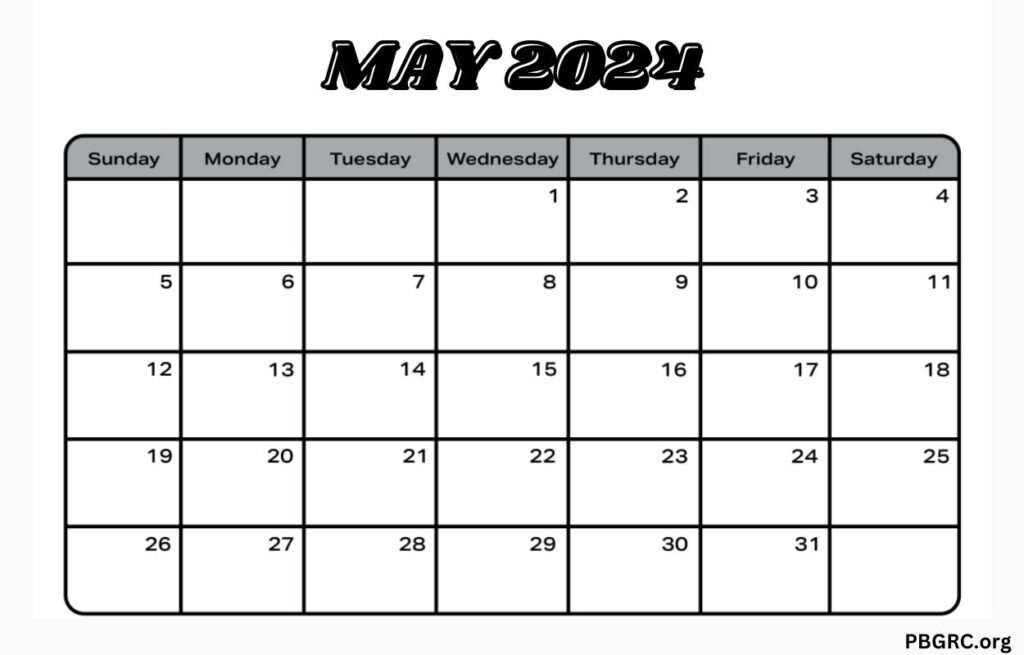 May 2024 Calendar word