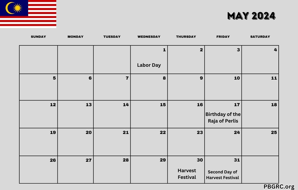May 2024 Malaysia Notable Holiday Calendar