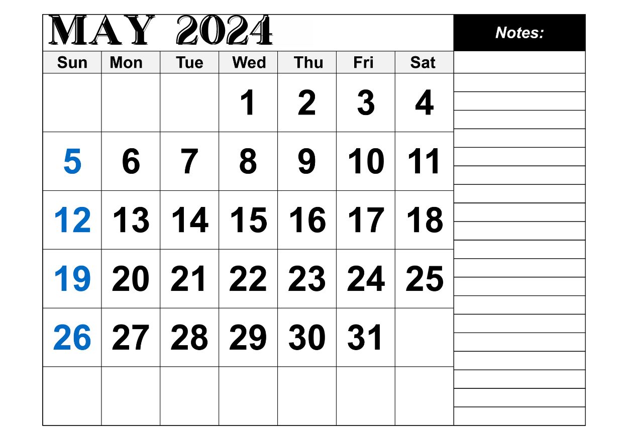 May 2024 notable Calendar