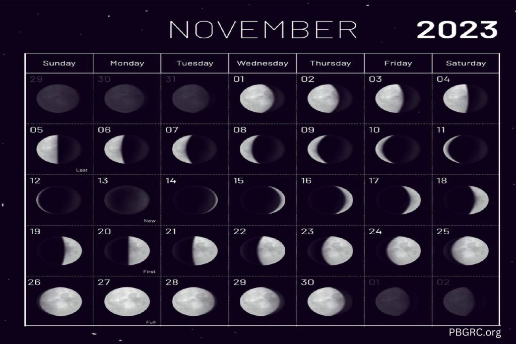 November 2023 Lunar Phases Calendar