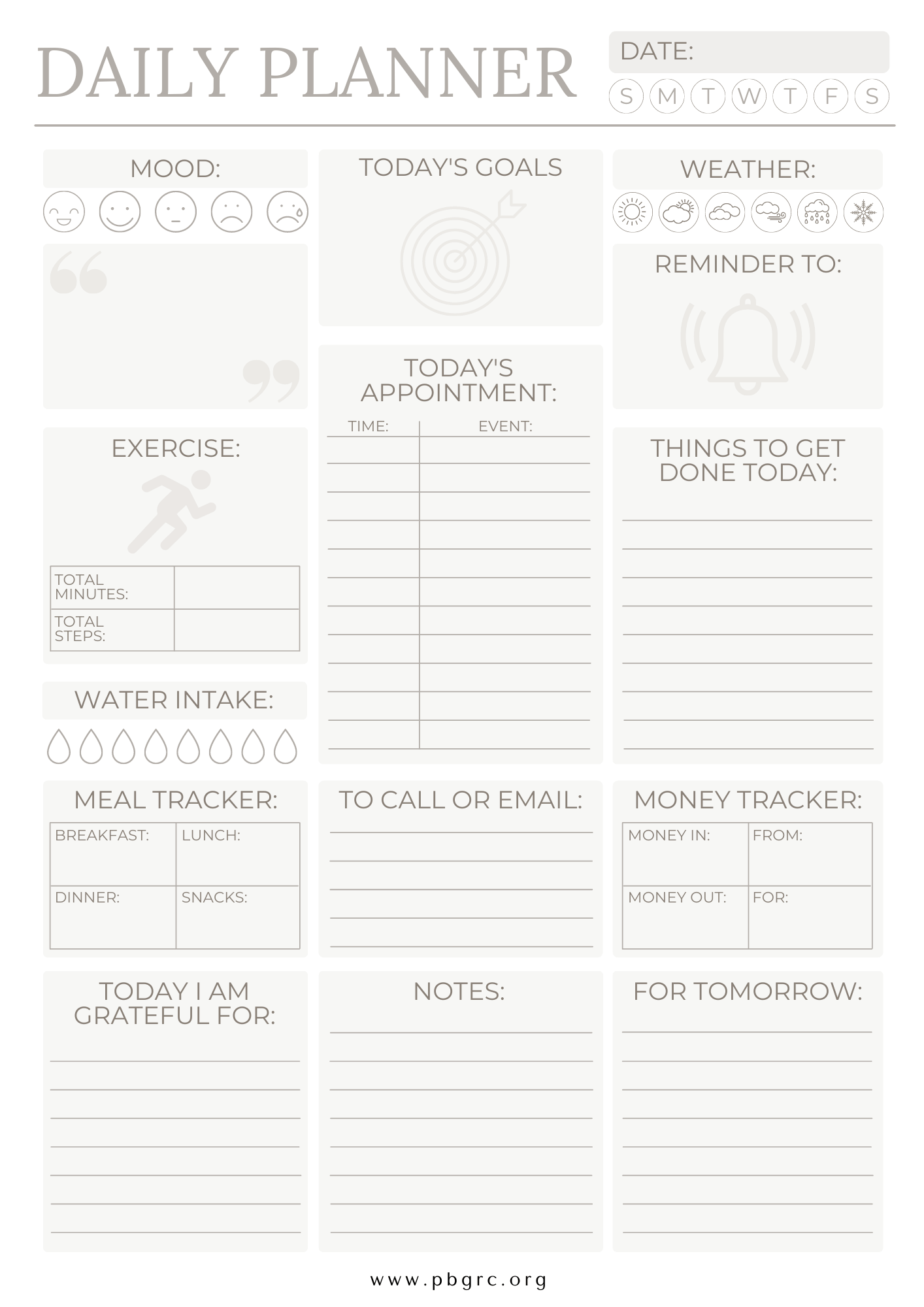 Personal Productivity Planner Template in Word Format