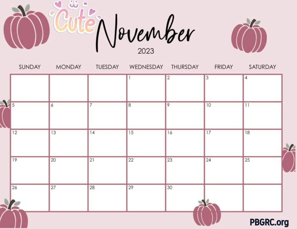 Printable November 2023 Calendar Cute