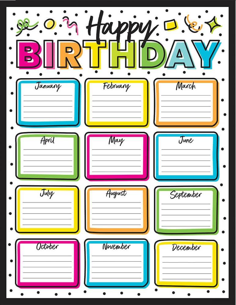 printable 2024 Birthday calendar PDF