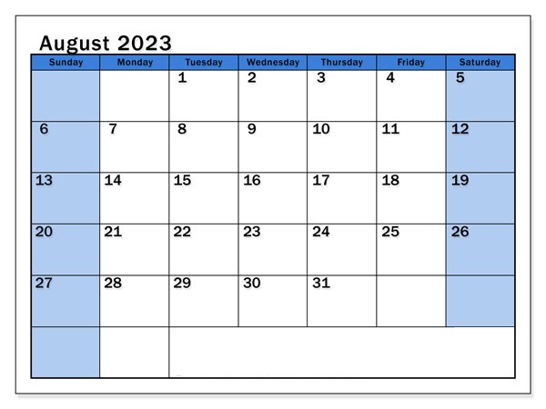 August 2023 Calendar with Holidays US