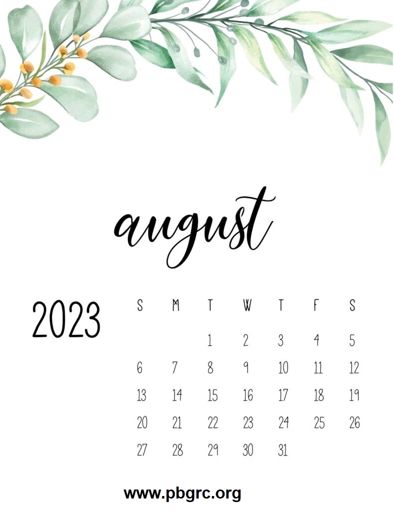 August 2023 Floral Calendar Template