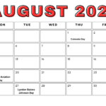 August 2024 USA Holidays Calendar with Large Space Notes