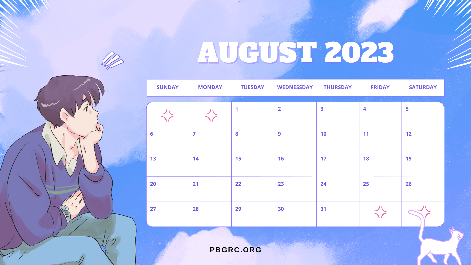 August Calendar 2023 Cute