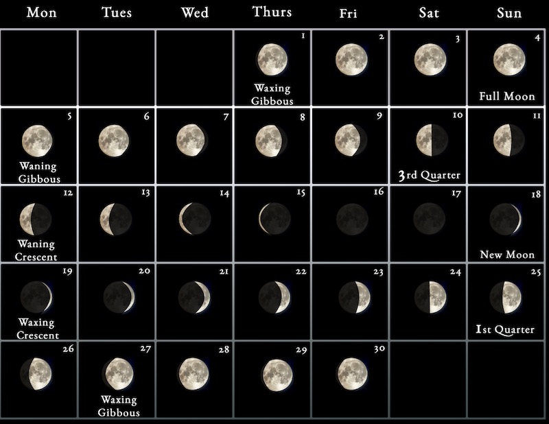August Calendar 2023 Lunar Phases
