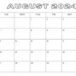 Blank 2024 August calendar Template