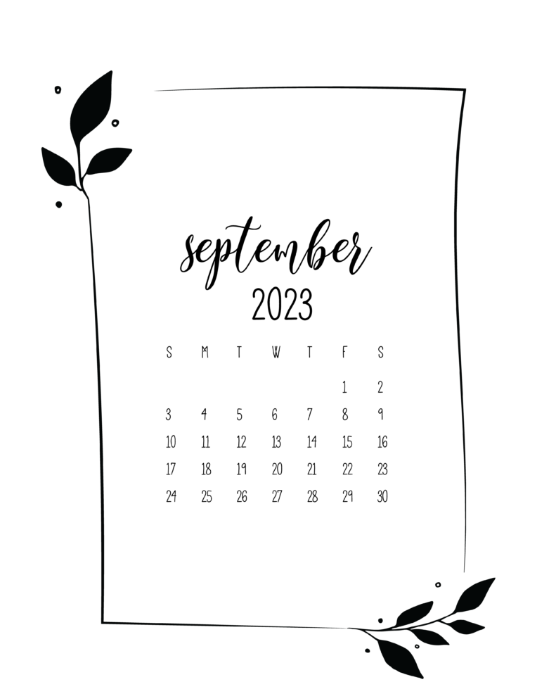 Blank September 2023 Calendar Excel