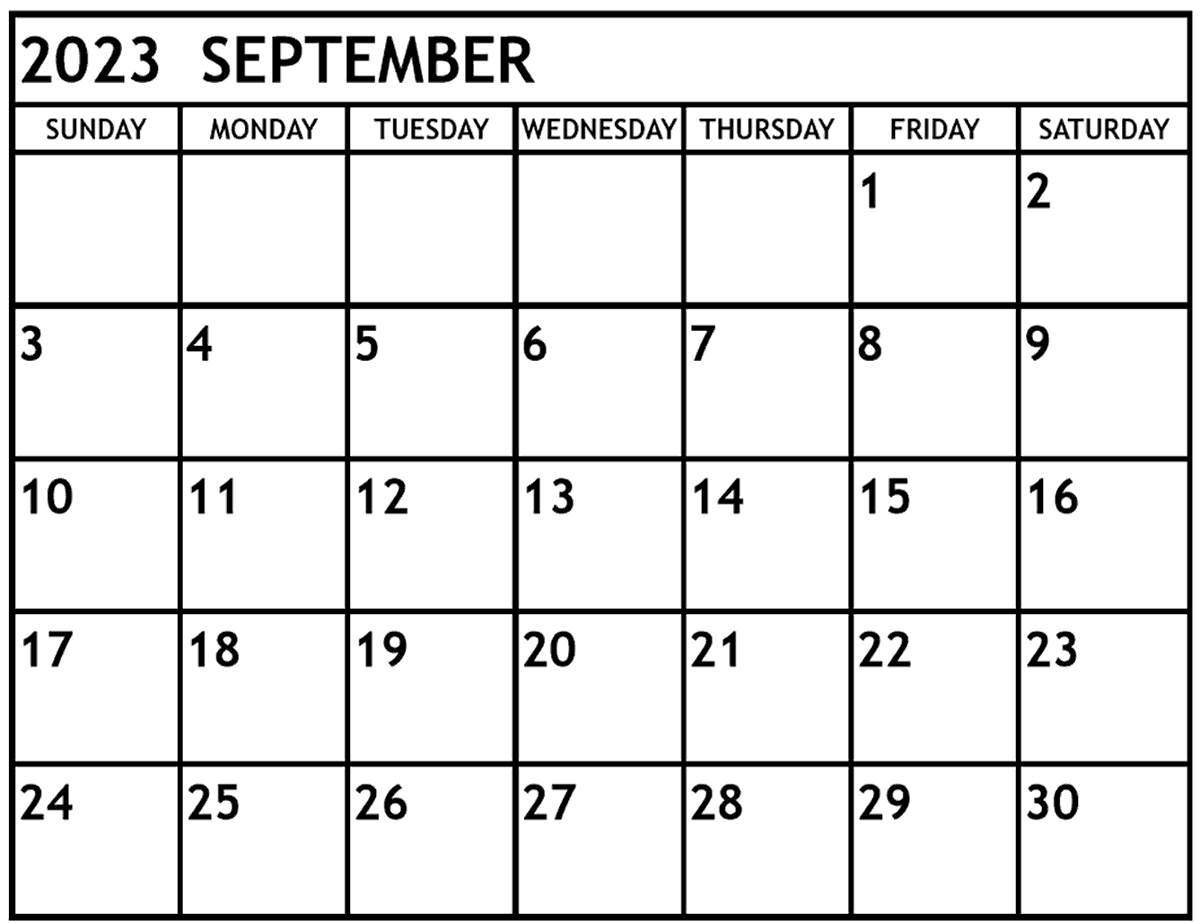 Blank September 2023 Calendar Printable Templates