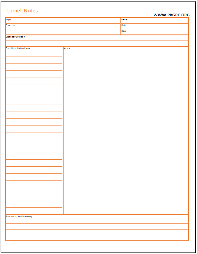 Cornell Notes with Open Space