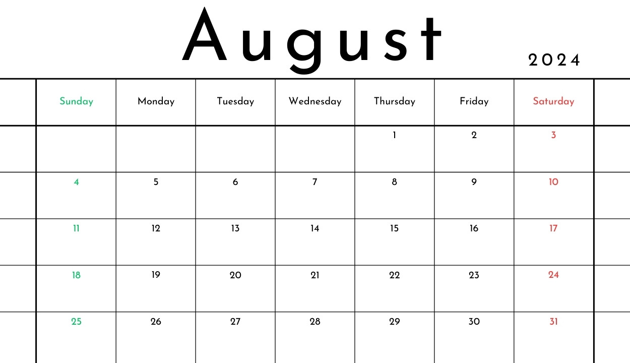 Customize August 2024 Calendar