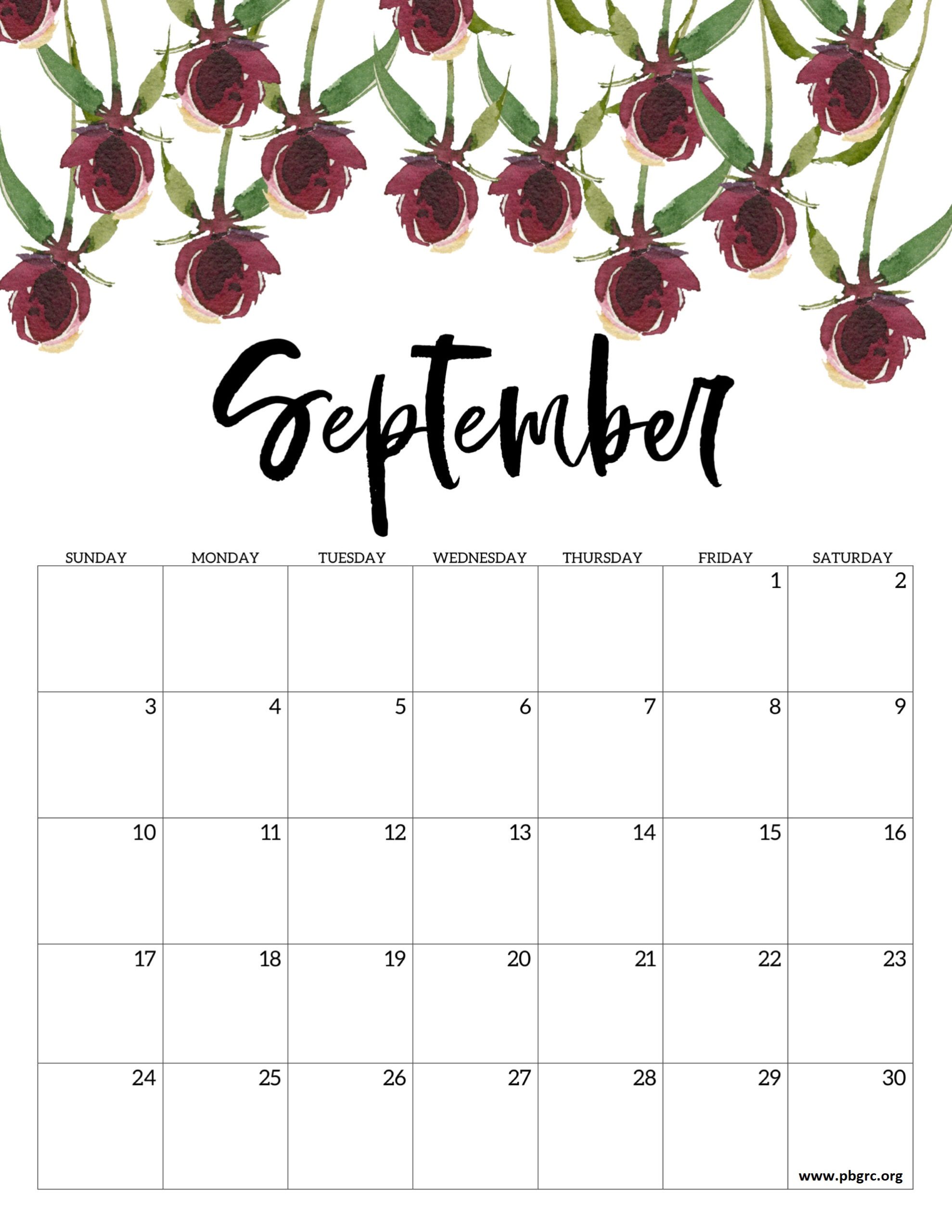 Cute 2023 Floral September Calendar
