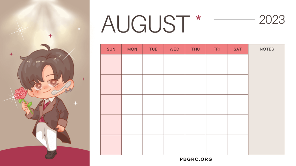 Cute August 2023 Floral Calendar