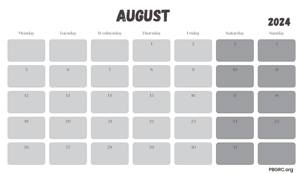 Editable 2024 August Calendar Template