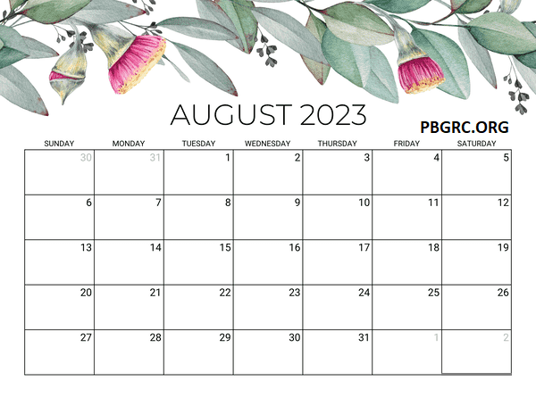 Editable August 2023 Calendar Printable Templates