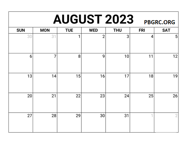 Editable August Calendar 2023 Printable Templates