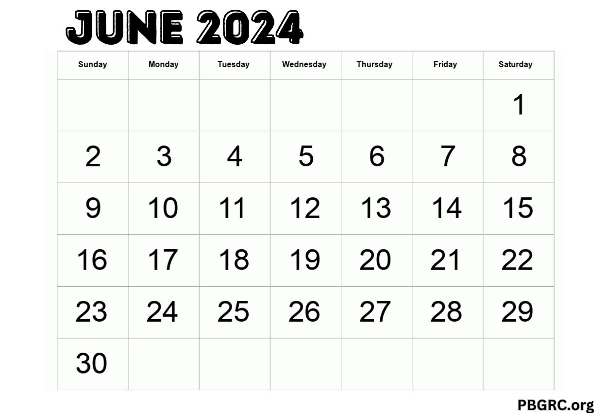 June A4 2024 calendar