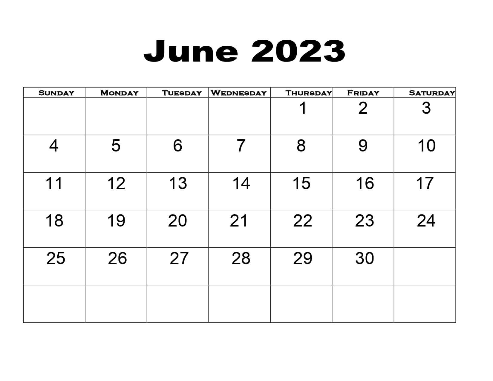 June Month Number 2023