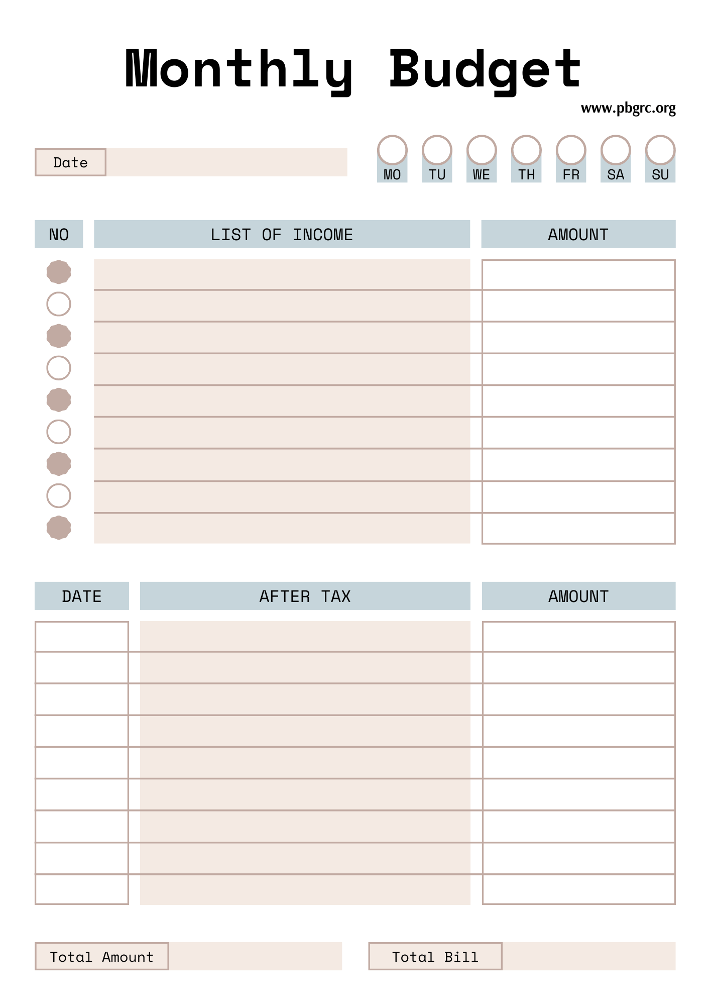 Monthly Budget Excel Template
