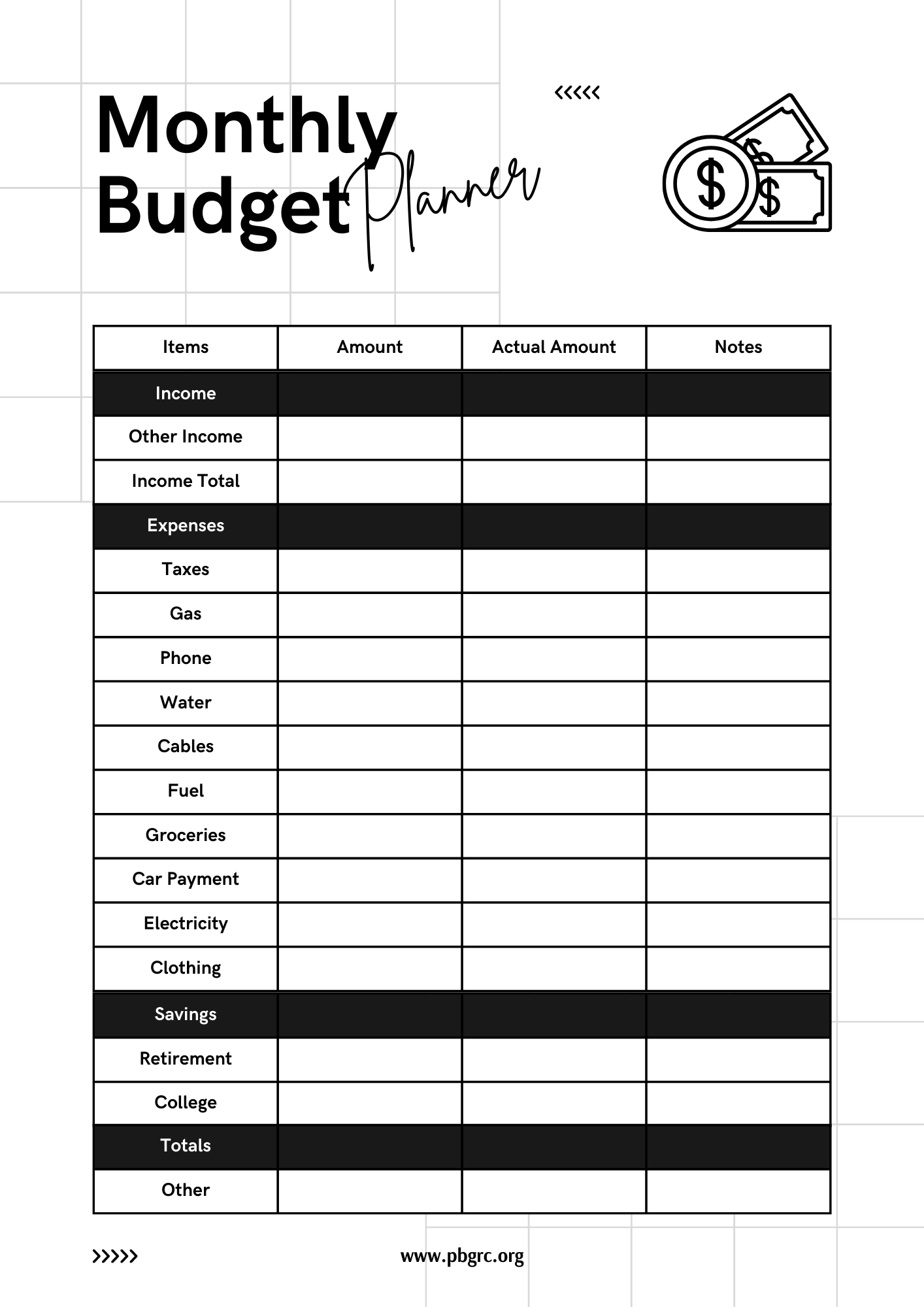 Monthly Budget Planner Template 2024