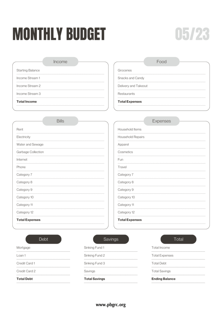 2024 Monthly Budget Printable