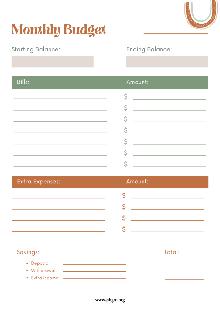 Monthly Budget Template Pdf