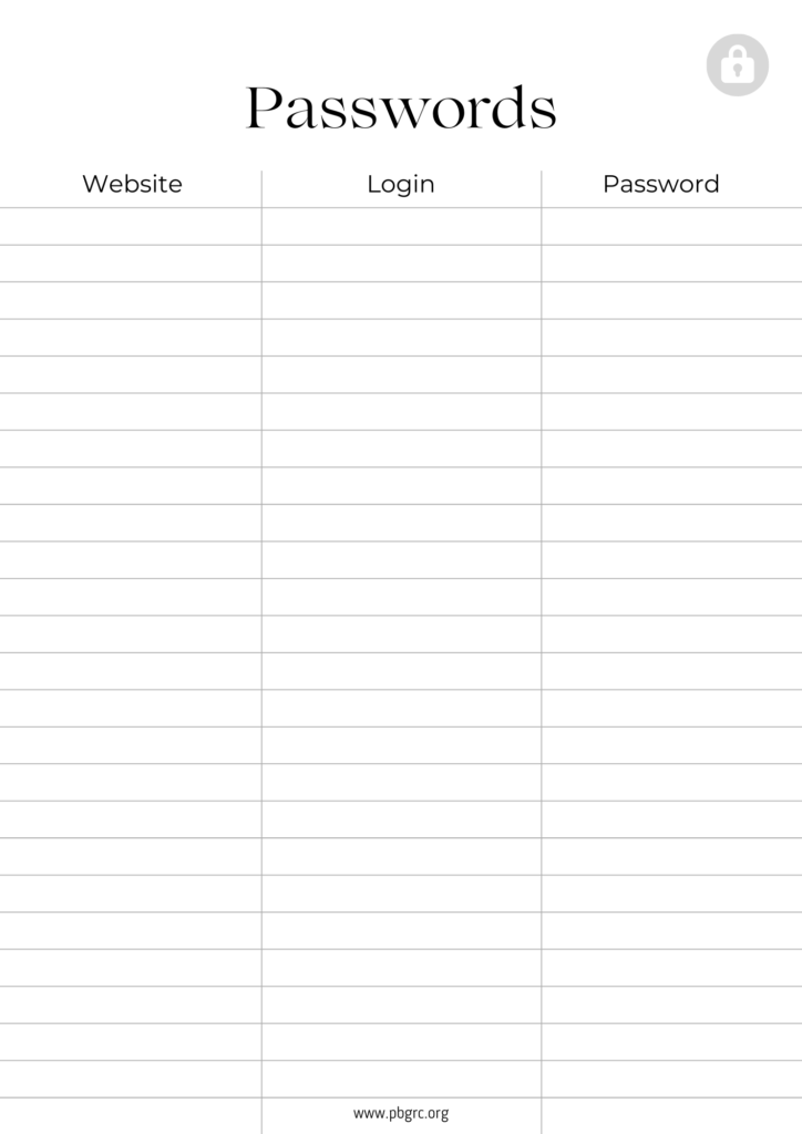 22+ [FREE] 2023 Printable Password Log / Tracker Templates