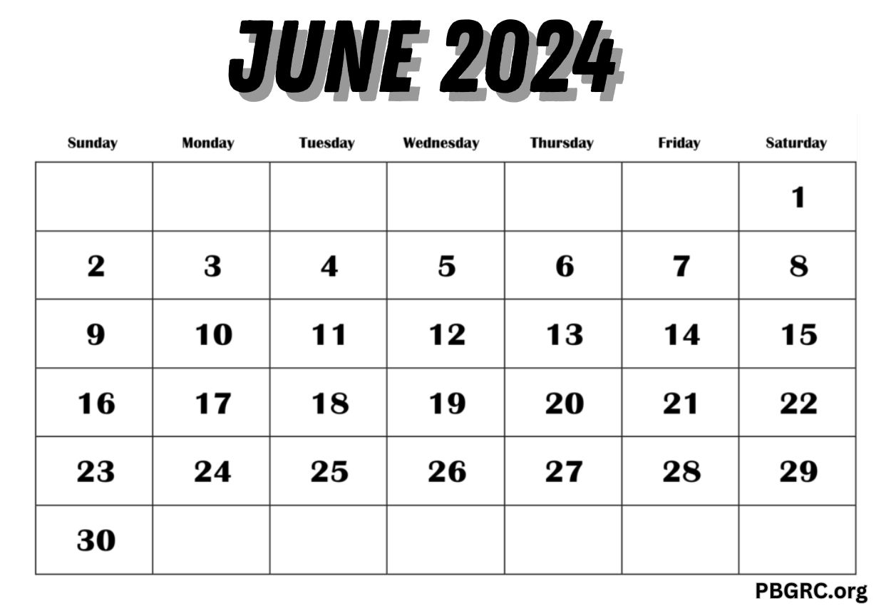 Printable June 2024 Calendar Template