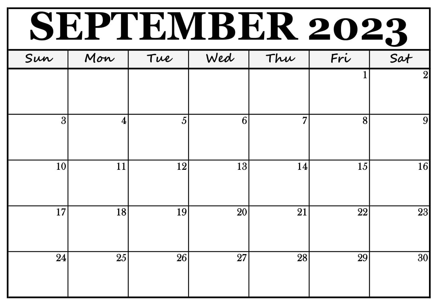 Printable September 2023 Calendar Blank Templates