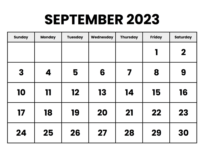 Sept Calendar 2023 Templates