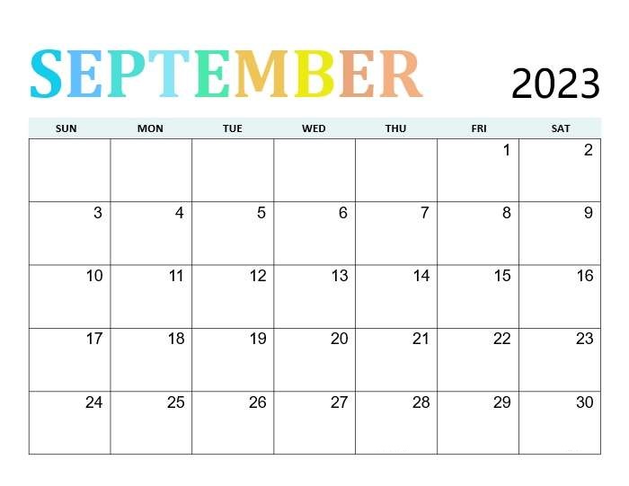 September 2023 Blank Calendar Template